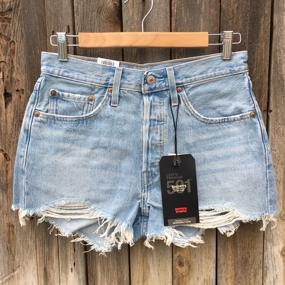 NWT Levi’s 501 High Rise Cutoff Denim Shorts Cotton Luxor Heat 27 - Picture 16 of 16
